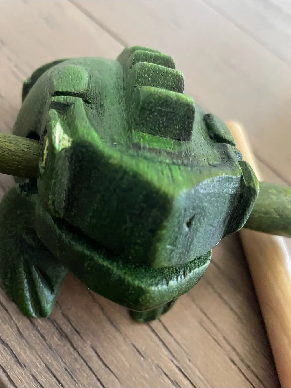 Wooden Frog Guiro Rattle with Red Rhythm Ball and Mallet - Kids Toys
